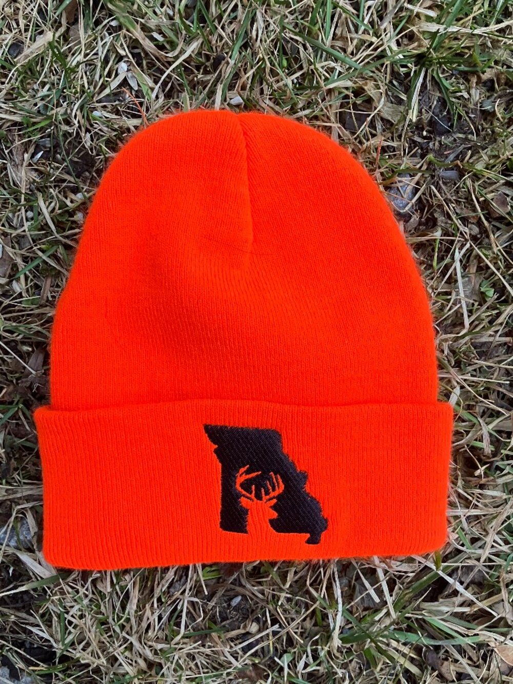Hunt Crosshairs Missouri Whitetail Deer Beanie Hat - Blaze Orange MO Hunting